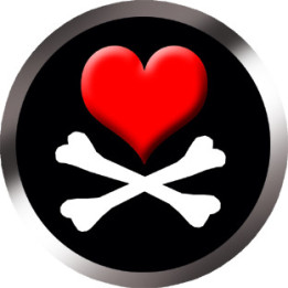 Stickers / autocollants tête mort pirate d’amour