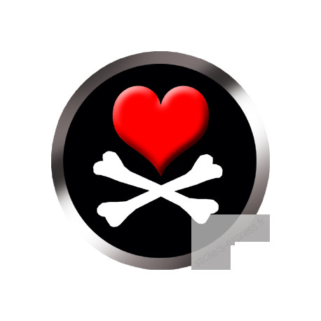 Stickers / autocollants tête mort pirate d’amour Stickers / autocollants tête mort pirate d’amour