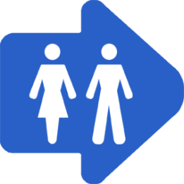 WC, toilette flèche directionnel droite