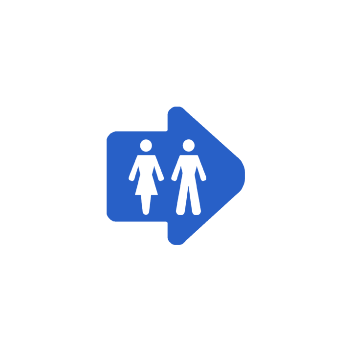 WC, toilette flèche directionnel droite