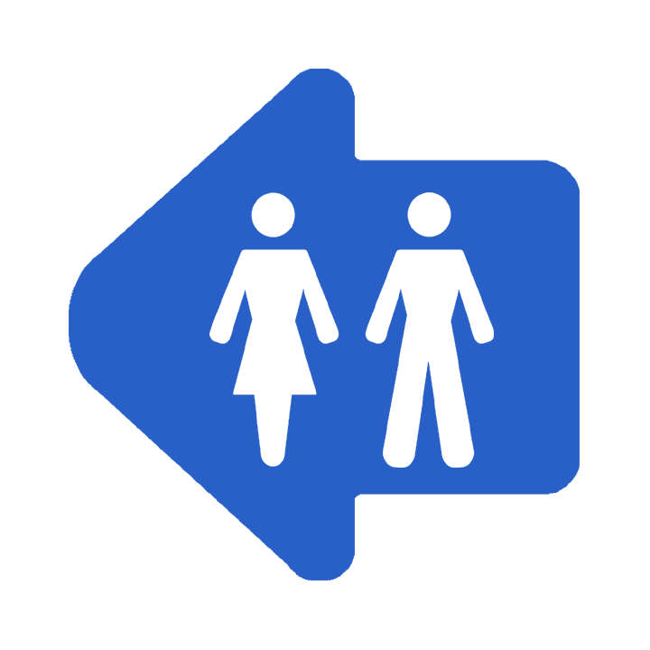WC, toilette flèche directionnel gauche