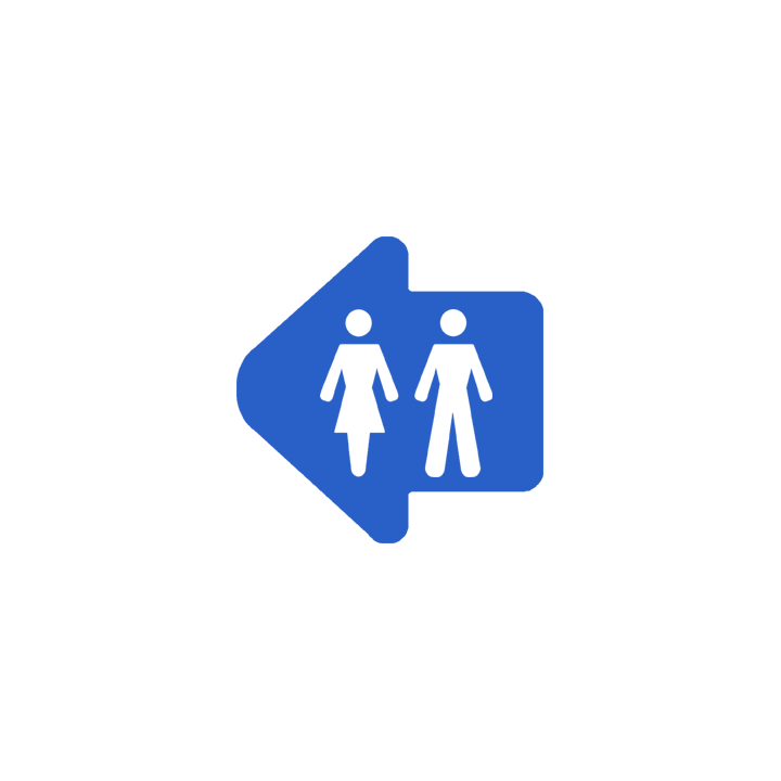 WC, toilette flèche directionnel gauche