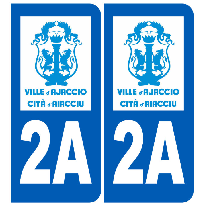 autocollant numéro immatriculation ville d'Ajaccio