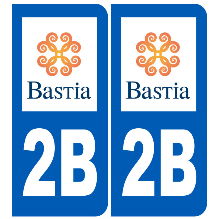 autocollant numéro immatriculation ville de Bastia