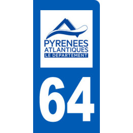 autocollant immatriculation motard 64 des Pyrénées Atlantiques