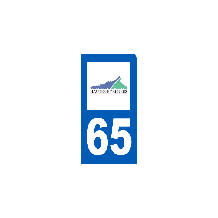 autocollant immatriculation motard 65 des Hautes Pyrénées