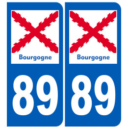 autocollant numéro immatriculation 89 de la Bourgogne