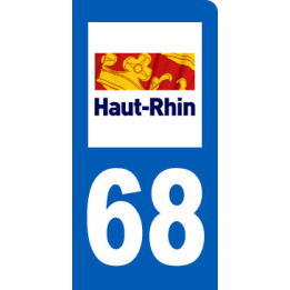 autocollant immatriculation motard 68 du Haut-Rhin