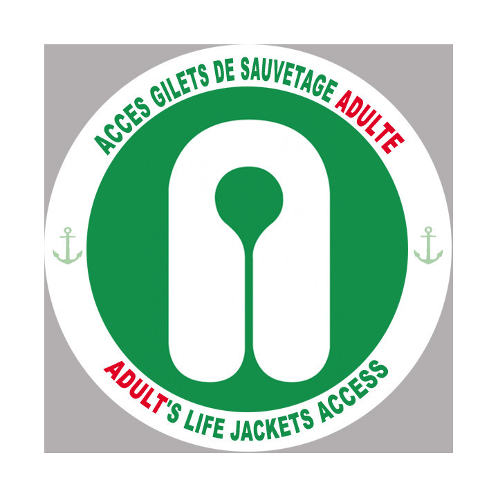 Sticker autocollant ACCES GILETS DE SAUVETAGE ADULTE