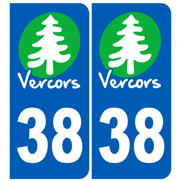 autocollant numéro immatriculation 38 (Isère) Vercors