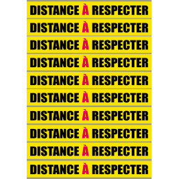 Sticker / autocollant : distance à respecter - 10 unités - 20x2.5cm