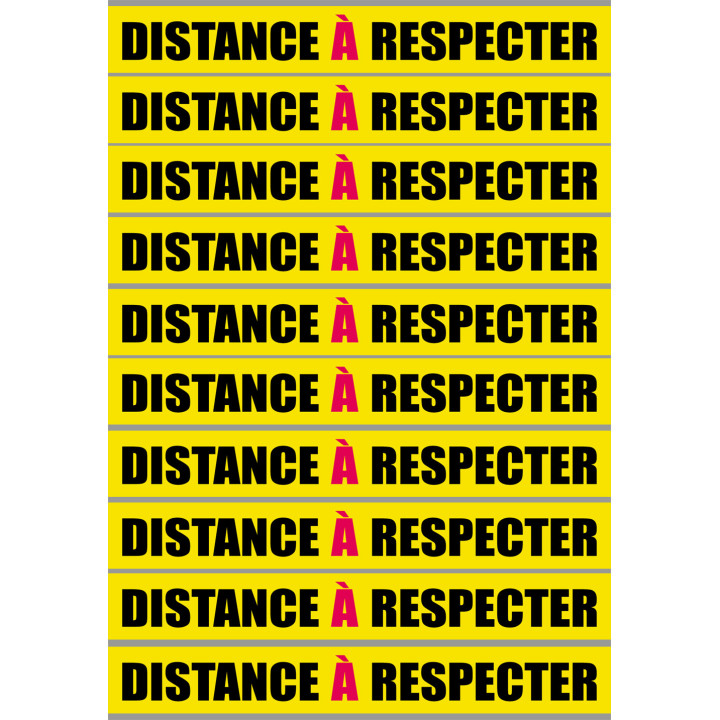 Sticker / autocollant : distance à respecter - 10 unités - 20x2.5cm