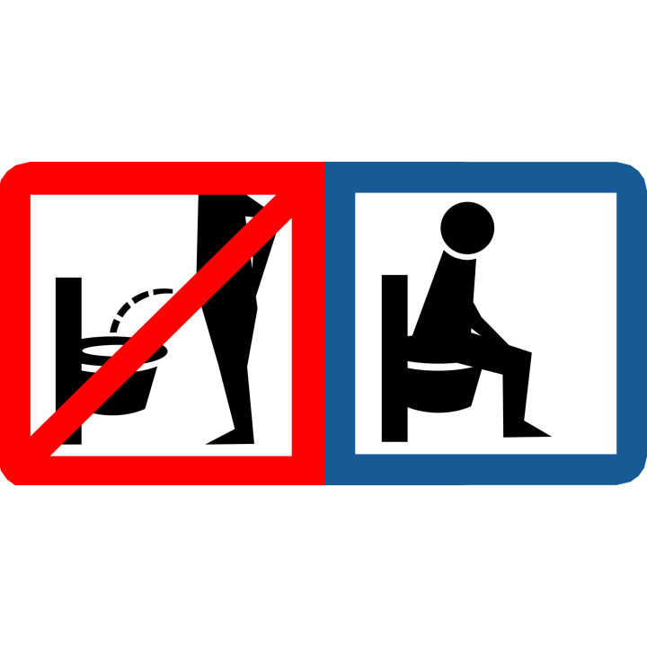 Sticker autocollant s'assoir pour faire pipi