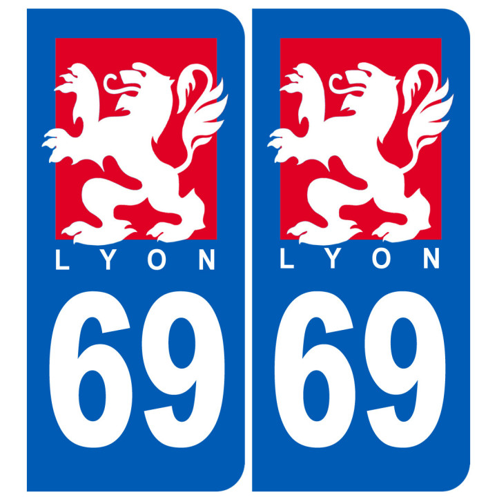 Autocollants : immatriculation 69 Lyon