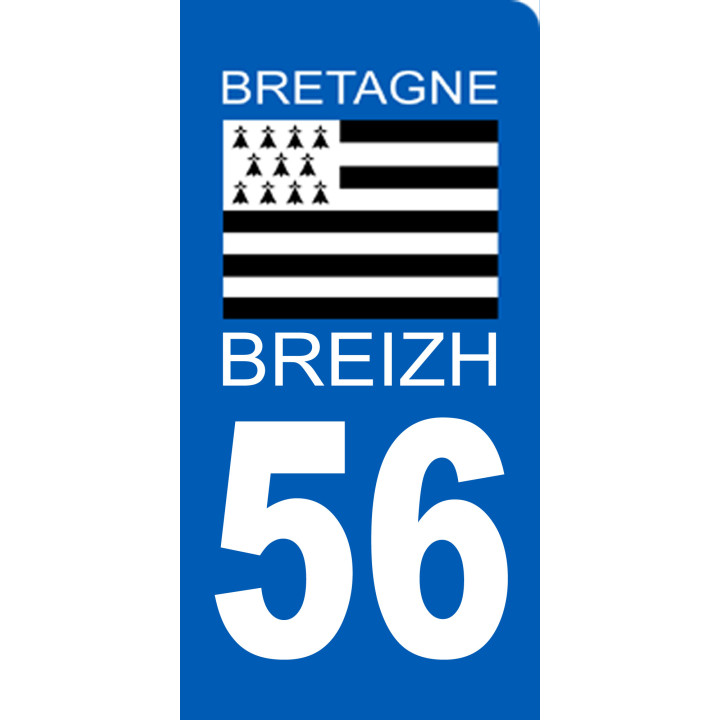 autocollant immatriculation motard 56 BRIEZH