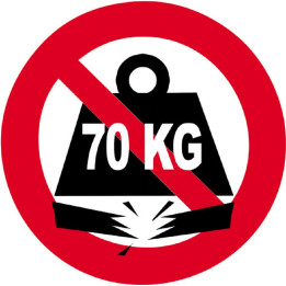 Sticker autocollant charge maximum 70 KG