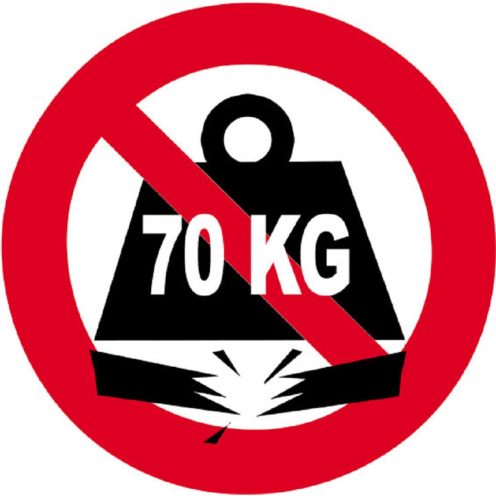 Sticker autocollant charge maximum 70 KG