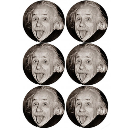 Albert Einstein - 6 stickers de 9 cm Albert Einstein - 6 stickers de 9 cm