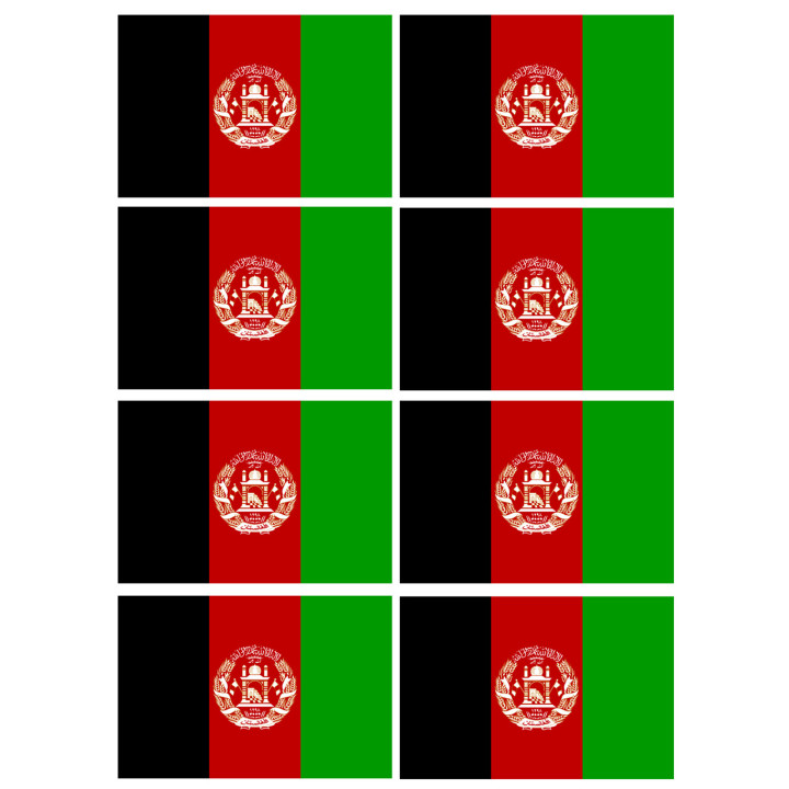 Sticker / autocollant : Drapeau Afghanistan ( 4 stickers - 9.5 x 6.3 cm )