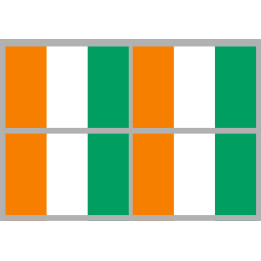Drapeau Côte d'Ivoire - 4 stickers - 9.5 x 6.3 cm - Sticker/autocolla