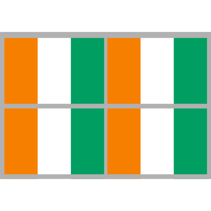 Drapeau Côte d'Ivoire - 4 stickers - 9.5 x 6.3 cm - Sticker/autocolla