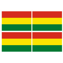 Drapeau Bolivie - 4 stickers - 9.5 x 6.3 cm - Sticker/autocollant