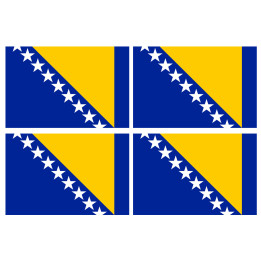 Drapeau Bosnie-Herzegovine - 4 stickers - 9.5 x 6.3 cm - Sticker/autoc