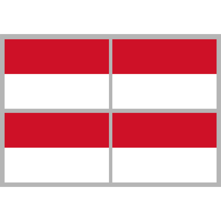 Drapeau Monaco - 4 stickers - 9.5 x 6.3 cm - Sticker/autocollant