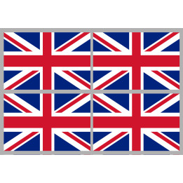 drapeau Grande Bretagne - 4 stickers - 9.5 x 6.3 cm - Sticker/autocoll