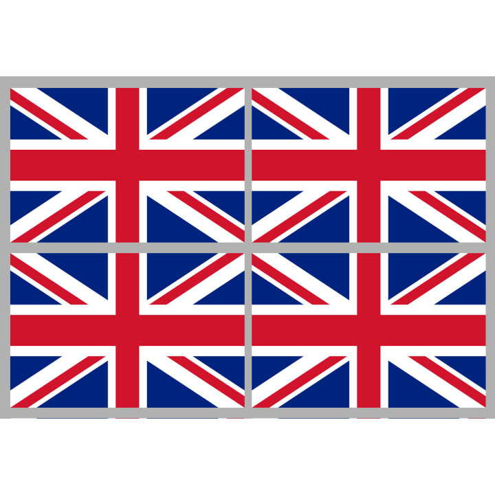 drapeau Grande Bretagne - 4 stickers - 9.5 x 6.3 cm - Sticker/autocoll