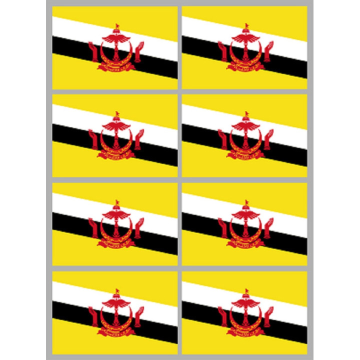 Sticker: Drapeau Brunei (8 fois 9.5x6.3cm)