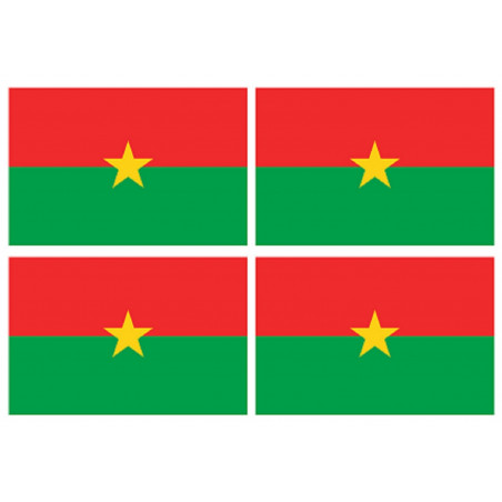 Sticker: Drapeau Burkina Faso (4 fois 9.5x6.3cm)