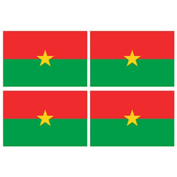 Sticker: Drapeau Burkina Faso (4 fois 9.5x6.3cm)