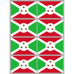 Drapeau Burundi (8 fois 9.5x6.3cm) - Sticker/autocollant
