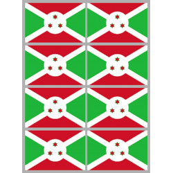 Drapeau Burundi (8 fois 9.5x6.3cm) - Sticker/autocollant