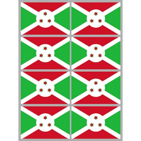 Drapeau Burundi (8 fois 9.5x6.3cm) - Sticker/autocollant