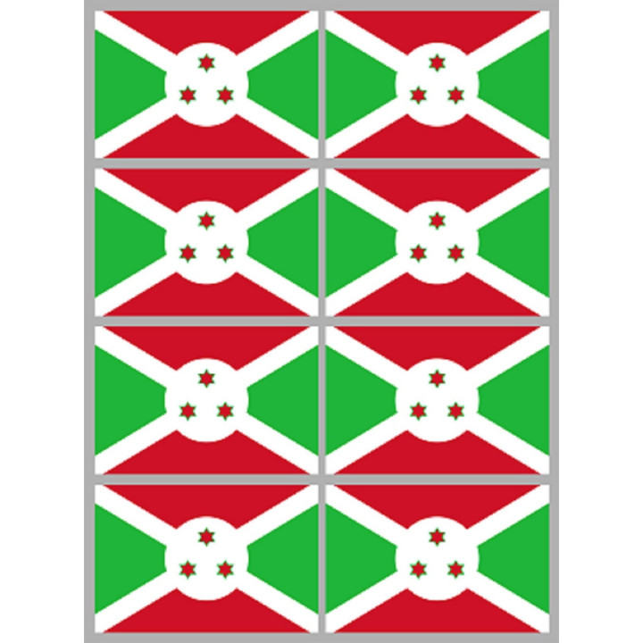 Drapeau Burundi (8 fois 9.5x6.3cm) - Sticker/autocollant
