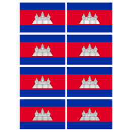Drapeau Cambodge (8 fois 9.5x6.3cm) - Sticker/autocollant