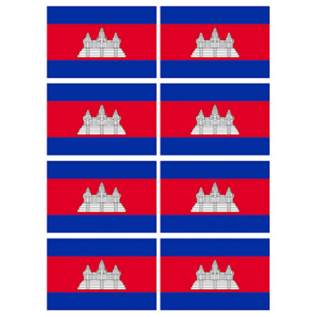 Drapeau Cambodge (8 fois 9.5x6.3cm) - Sticker/autocollant