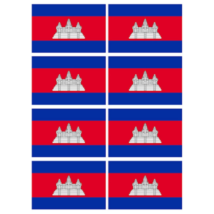 Drapeau Cambodge (8 fois 9.5x6.3cm) - Sticker/autocollant