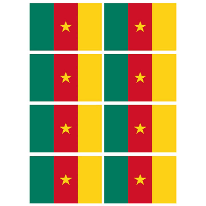 Drapeau Cameroun (8 fois 9.5x6.3cm) - Sticker/autocollant
