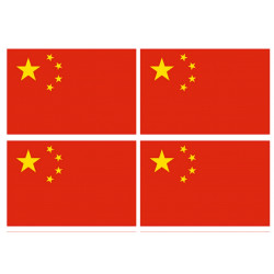 Drapeau Chine (4 fois 9.5x6.3cm) - Sticker/autocollant