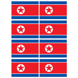 Drapeau Corée du Nord (8 fois 9.5x6.3cm) - Sticker/autocollant