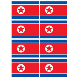 Drapeau Corée du Nord (8 fois 9.5x6.3cm) - Sticker/autocollant