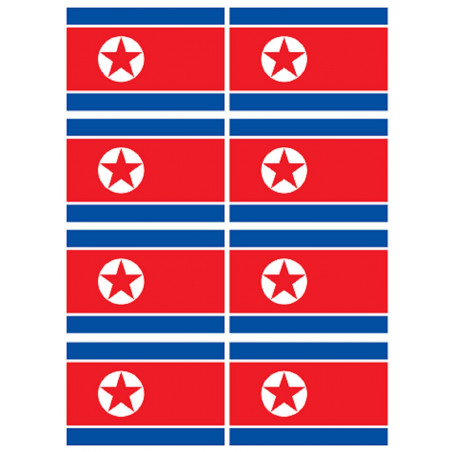 Drapeau Corée du Nord (8 fois 9.5x6.3cm) - Sticker/autocollant