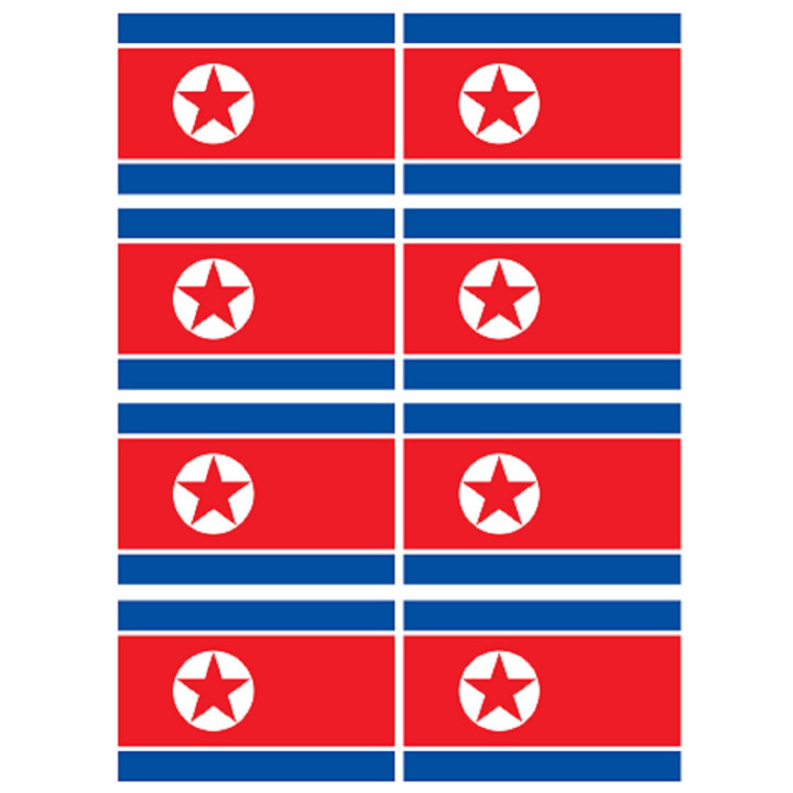 Drapeau Corée du Nord (8 fois 9.5x6.3cm) - Sticker/autocollant