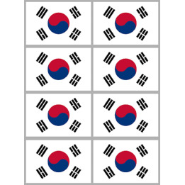 Drapeau Corée du Sud - (8 fois 9.5x6.3cm) - Sticker/autocollant
