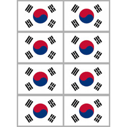 Drapeau Corée du Sud - (8 fois 9.5x6.3cm) - Sticker/autocollant