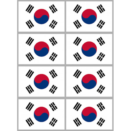 Drapeau Corée du Sud - (8 fois 9.5x6.3cm) - Sticker/autocollant