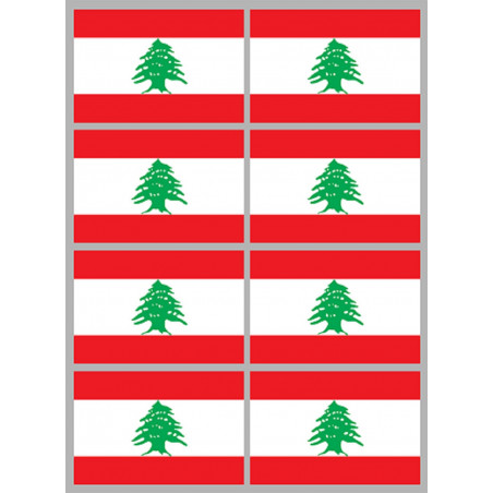 Drapeau Liban (8 fois 9,5x6,3cm) - Sticker/autocollant